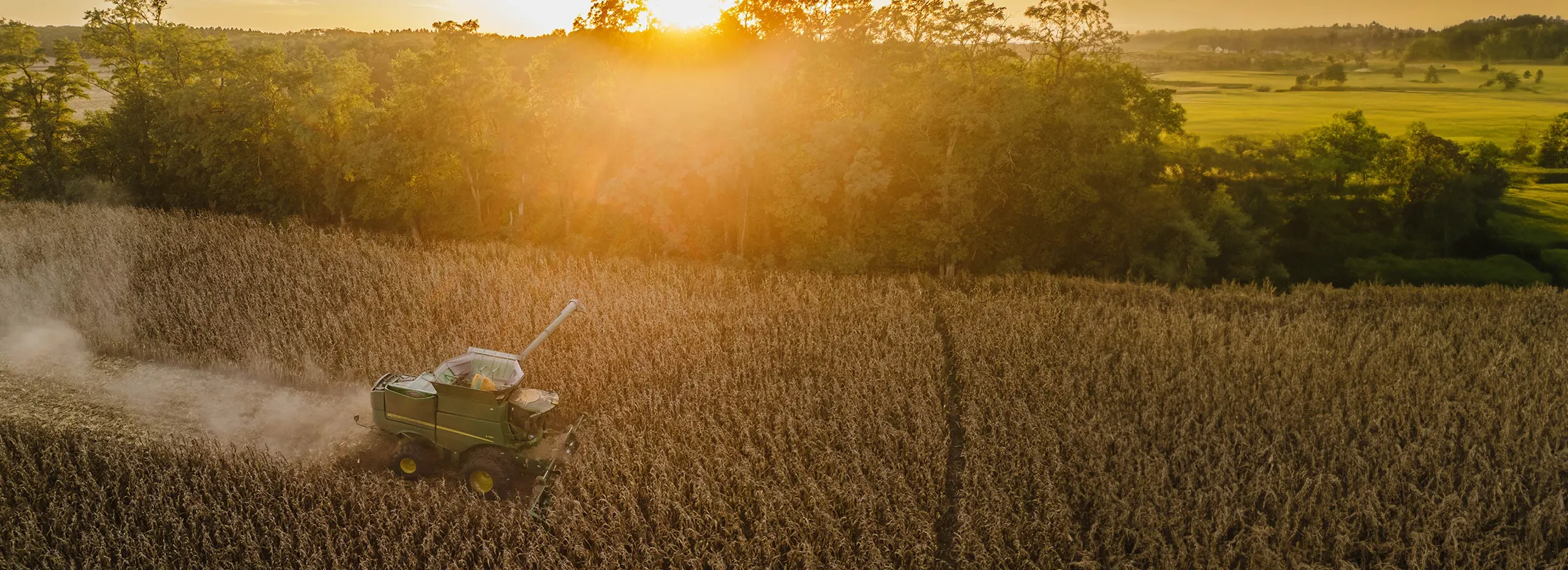 a combine harvester harvesting a field